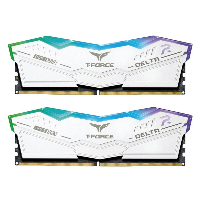 Team Group T-Force Delta RGB 32GB (2x16GB) DDR5 6200Mhz Ram - White - الذاكرة العشوائية